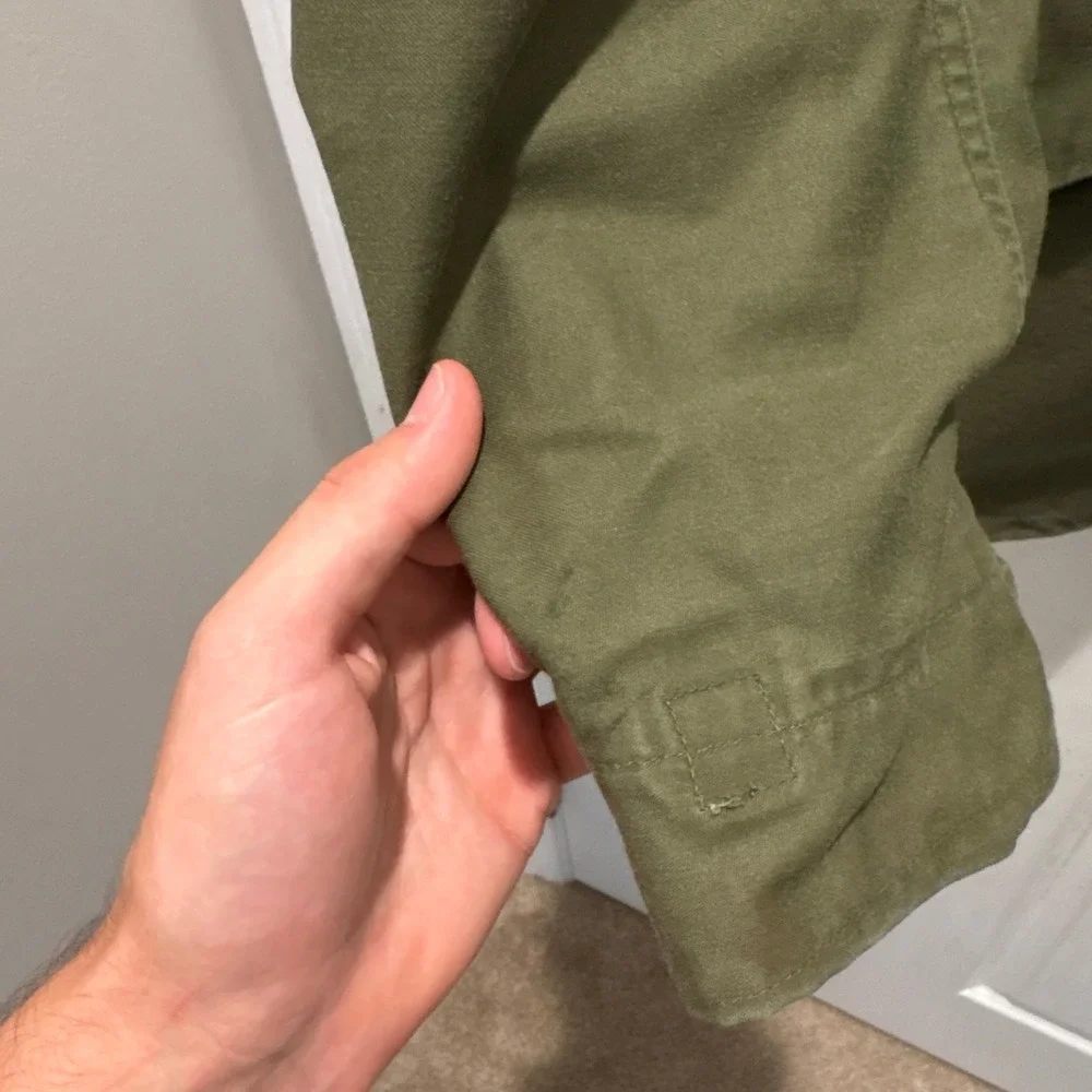 Vintage 80s US Army OG 107 Field Jacket Olive Green Military Coat Medium Long